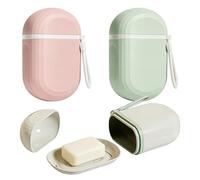 3 Pcs Jabonera de Viaje para Pastilla de Jabón Champu Solido 3 Colores Contenedor de Jabón de Viaje Jabonera Baño para Camping Gimnasio Playa Viajes En Avión Escuela - Facil de Transportar 11.8x7.5cm