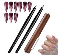 3 Pcs Juego de Plumas de Arte de Uñas Magnéticas, Gel Cat Eye Uv, Herramienta de Esmalte de Uñas en Gel Cat-Eye Multifuncional con Bola de Acero para Salón o Diseño de Uñas en Casa, Nail Art