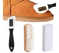 3 Pcs Kit de Limpieza para Ante y Nubuck, Cepillo de Crin de Caballo, Goma Borradora y Cepillo para Gamuza, Limpiador de Zapatos y Botas de Cuero, Cuidado Completo del Calzado