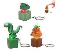 3 Pcs Llavero Antiestres Grenouille Lézard Capybara Llavero Teclado Antiestres Juguete Anti-Estrés Con Luz Y Sonido Lindo Animale Durade Resistent Alivia Ansiedad Tensión Mejora Concentración Portátil