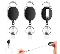 3 Pcs Llavero Retráctil con Clip, MXTIMWAN Llaveros Retráctiles Mosquetón de Carrete con Cordón de Nylon Extensible Tarjeta de Identificación Llavero Retráctil Mosquetón para Soporte de Tarjeta ID