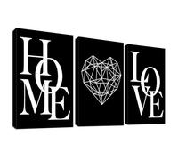 3 Pcs Marco De Madera Cuadro Moderno Blanco Negro HOME LOVE Cuadros Decoracion Salon Moderno Lienzo Decorativos Pintura Poster Imagen Cuadros Decorativos Salon Dormitorios Decoracion Pared 50cmx70cmx3
