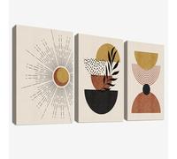 3 Pcs Marco de Madera Cuadro Moderno Nórdico Minimalista Lienzo Decorativos Geométrico Beige Jengibre Naranja Abstracto Sol Pintura Imagen Cuadros Decoracion Salon Dormitorios Pasillo Baño 30cmx40cmx3