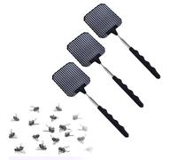3 Pcs negro Matamoscas,Matamoscas Manual, Matamoscas de Plástico Utilizado para el Control Manual de plagas de Mosquitos,Duradero Flexible matamoscas matamoscas manual escopeta de sal para matar