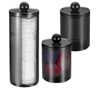 3 Pcs Organizador de Almohadillas de Maquillaje, Soportes de Hisopos de Algodón, Negro Cajas Contenedor Dispensador de Almohadilla de Algodón para Bolas de Algodón Cosmeticos Organizador de Baño