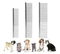 3 Pcs Peines para Perros Gatos 2 en 1 Peines para Mascotas Peine de Aseo para Perros y Gatos de Acero Grooming Peine para Eliminar Nudos y Pelos Enredados para Mascotas para Todo Tipo