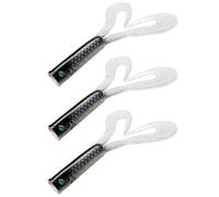 3 Pcs Pike Fishing Lures, Soft Fishing Lure with Sequin PVC Spinning Souple Bait Reusable Double-Tailed Worm Lures for Sea Bass, Trout, Perch, Sea Fishings Accessories