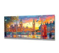 3 Pcs Pintar por Numeros Adultos, Atardecer, DIY Painting by Numbers Adult, Ciudad, Cuadros para Pintar por Numeros con Pinturas Acrilicos, Decoracion Hogar, Regalos Mujer 70x140cm, Sin Marco 0q-225