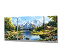 3 Pcs Pintar por Numeros Adultos, Lago, DIY Painting by Numbers Adult, Paisaje, Cuadros para Pintar por Numeros con Pinturas Acrilicos, Decoracion Hogar, Regalos Originales para Mujer 30x60cm 0q-170