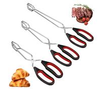 3 Pcs Pinzas de Cocina Antideslizantes para Carnes a la Parrilla, Pinzas Multiusos con Mango Aislante para Panadería y Barbacoa, Set de Pinzas de Barbacoa para Camping