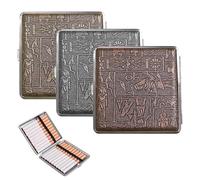 3 Pcs Pitilleras para Cigarrillos, Pitilleras de Cuero Metálico, Estuche Custodia per Sigarette in Pelle PU Vintage, Regalo de Hombre Mujeres, Capacidad para 20 Cigarrillos (3 Colores)