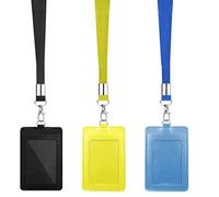 3 Pcs Porta Tarjetas Identificativas de Cuero, Portatarjetas de identificación de cuero vertical, id card badge holder vertical, de identificación de piel sintética con cordón de nailon desmontable