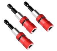 3 Pcs Puntas Atornillador Imantadas Portapuntas Magnéticos con Tope de Profundidad de Tornillo Ajustable para Paneles de Yeso Compatible con Atornilladores Inalámbricos y Taladros Manuales Rojo