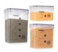 3 Pcs Recipientes Herméticos para Alimentos, 800ml 1400ml 2000ml Tapers para Comida Hermetico con Tapa, Organizador Despensa Cocina de Plástico para harina, azúcar, arroz, espaguetis, cereales