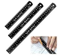 3 PCS regla aluminio negro Regla de escala de metal con Tabla de Conversión, Doble Regla de Borde Recto metalica Lateral Herramienta de medición de cantos para escuela, oficina, hogar (15/20/30 cm)