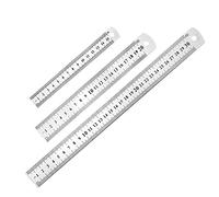 3 PCS Reglas de Acero Inoxidable Regla de Borde Recto Regla Metálica con Tabla de Conversión Doble Regla Lateral para Medir Estudio de la Oficina (15/20/30cm)