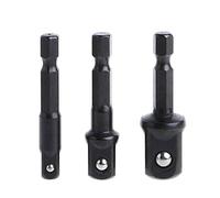 3 Pcs Socket Adapter Set Hex Shank To 1/4 3/8 1/2 Inch Impact Driver Drill Bits Drimell Tools Accessories Long Teachdeburr