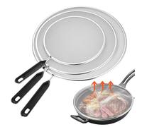 3 Pcs Tapa Antisalpicaduras Cocina, Pantalla Protector Contra Salpicaduras, Tapa Antisalpicaduras Sarten de Acero Inoxidable, Malla Anti-Salpicaduras con Mango, Protector Salpicaduras(19/25/29cm)