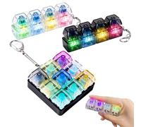 3 Pcs Teclado Fidget Toys, Teclado Antiestres Fidget Toys Clicker Juguete Fidget para Teclado con Luz LED para Llavero Antiestres