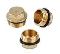 3 PcsTapón de Latón 3/4 Rosca, Tapón Macho Latón 3/4", Tapa Ciega G3/4" (Ø25 mm), Tapones de Manguera Hexagonales de Tubería para Tapón de Tuberías Radiadores Agua de Jardín
