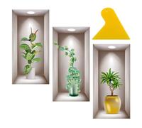 3 pegatinas de pared para sala de estar con 1 rascador, pegatinas de pared tridimensionales para plantas en macetas, decoración de pared, jarrón de plantas