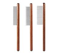 3 Peine de aseo para mascotas, peine de depilación con mango de madera, peine de baño para mascotas, peine antipulgas para perros, peine de pelo para gatos, peine de dientes finos para mascotas para