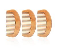 3 peines de trabajo, pequeño peine de madera redondeado, peine ancho de madera natural, adecuado para peinar, peinar y recortar diferentes peinados.