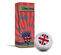 3 pelotas de golf en la caja - Union Jack Reino Unido bandera británica broma divertida de Inglaterra golfista club deporte boda papá marido amigo hombres niños bola regalo #9067
