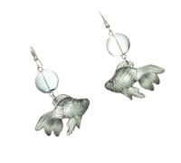 3 pendientes de pez de moda con textura de cristal, joyería con hebillas de oreja para mujer, conjunto moderno a juego, One Size, como se describe, como se describe