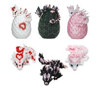 3 pequeños dragones con cristales articulados lindos con su huevo impreso en 3D Pack decoración Universo Fantástico Fidget Toy Toy Idea Regalo Único Decoración de Hogar Dormitorio Salón Niño Kawaii