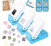 3 perforadoras de papel, 1 perforadora rectangular de 0.8 pulgadas y perforadora cuadrada de 1 pulgada, perforadora de acción de palanca para manualidades de papel, tarjetas, proyectos de bricolaje