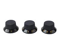 3 perillas de potenciómetro para guitarra, control de volumen y tono, reemplazo para guitarra eléctrica, bajo, material plástico, tamaño compacto, letras transparentes. (Letras de oro de la perilla
