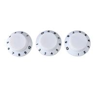 3 perillas de potenciómetro para guitarra, control de volumen y tono, reemplazo para guitarra eléctrica, bajo, material plástico, tamaño compacto, letras transparentes. (Letras negras de la perilla