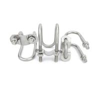 3 pernos en U dobles de acero inoxidable 304 con 2 tornillos hembra y 1 tope, abrazadera de tubo con clip en U cruzado, palanca de límite for tubería de agua(M6x20x60)