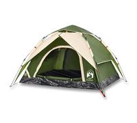 3 personas Camping Tent Dome Green Quick Release Waterproof Instant Setup, Features Removable Rainfly, E-Port Ventilation, Family Outdoor Hiking Backpacking Shelter for Camping Trips and Adventures