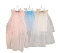 3 Pezzi Bordo Nastro Velo Da Sposa, Velo Da Sposa In TulleBlu, Confezione DiVelo Sposa Rosa, Per Usura Quotidiana, Decorazione Per Le Occasioni Del Partito, Semplice farfalla clip e corona，3 Colori