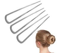 3 Pezzi Forcina a U in Metallo Argentato, 14cm Fermagli Capelli a Forma di U per Acconciature French Twist e Stili Eleganti, Adatti a Tutti i Tipi di Capelli (Colore Argento)