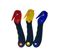 (3 pezzi - misti) Coltelli a lama fissa con gancio, coltello di sicurezza en TPR, apriscatole en cartone,