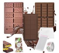 3 Pezzi Molde Chocolate in Silicone Profondo, Molde Turron e Cioccolato Molde Chocolate Dubai, para Pralinés y Dulces de Chocolate DIY Con raspador, bolsa y pegatinas