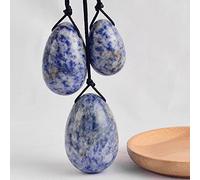 3 pezzi/set Forato tutto naturale uovo di quarzo rosa Yoni Egg per esercizio di Kegel Muscolo pelvico-Blue_jasper