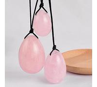 3 pezzi/set Forato tutto naturale uovo di quarzo rosa Yoni Egg per esercizio di Kegel Muscolo pelvico-Rose_quartz
