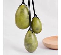 3 pezzi/set Forato tutto naturale uovo di quarzo rosa Yoni Egg per esercizio di Kegel Muscolo pelvico-Green_jade