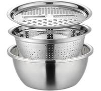 3 Pezzi/Set Set di scolapasta in Acciaio Inossidabile Ciotola per grattugia da bacinella in Acciaio Inossidabile per Lavare risciacquare triturare insalatiera per scolare, tagliaverdure e scolap