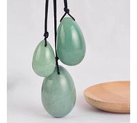 3 pezzi/set Yoni Egg di uovo di quarzo rosa naturale forato per esercizi di Kegel Muscolo pelvico-Verde_aventurina
