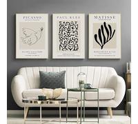 3 Picasso Poster 30x40cm Cuadros Abstractos Modernos Gris y Beige Lamina Decorativa Pared Matisse Paul Klee Lienzo Laminas Decoracion Salon sin Marco