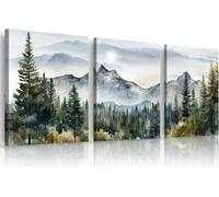 3 Piece Abstract Mountain Forest Canvas Wall Art Landscapes Ink Painting Posters Prints Living Room Bedroom Decor(20x 30cm x 3/Sin marco)