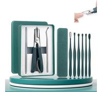 3 Piece Eagle Beak Angled Nail Clippers, Corta Uñas Para Uñas Enterradas, Green Eagle Beak Nail Clipper Set with Anti-Splash Design for Thick, Ingrown Nails (6-piece set Green)