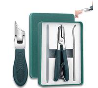 3 Piece Eagle Beak Angled Nail Clippers, Corta Uñas Para Uñas Enterradas, Green Eagle Beak Nail Clipper Set with Anti-Splash Design for Thick, Ingrown Nails (3-piece set Green)