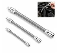 3-Piece Flexible Socket Extension Set - 1/4", 3/8", 1/2" Drive Extension Bar Kit, Flexible Shaft Adapter for Tight Space Automotive Repair, 45° Bend Mechanic Tool Set (GRAR)
