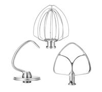 3 piece in 1 Pack Includes 6 Wire Whisk, Flat Beater, Dough Hook for 4.5 Quart & KitchenAid Stand Mixer